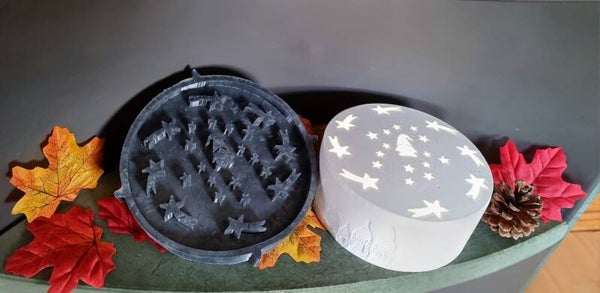 Deckel für Wichtelschale mit Sternschnuppen und Sterne so wie ein Wichtel als Motiv