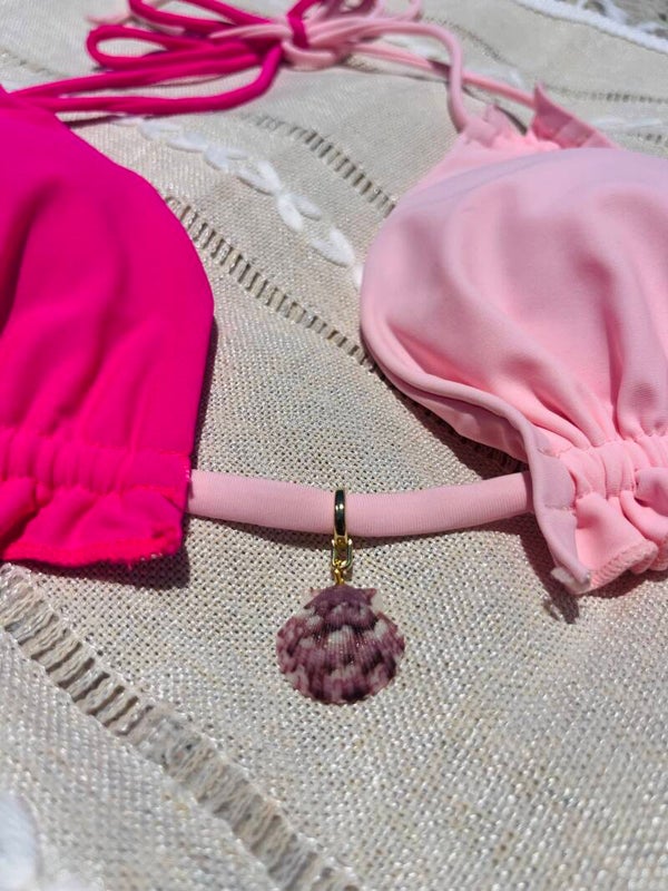 Pink, purple, & white scallop bikini charm