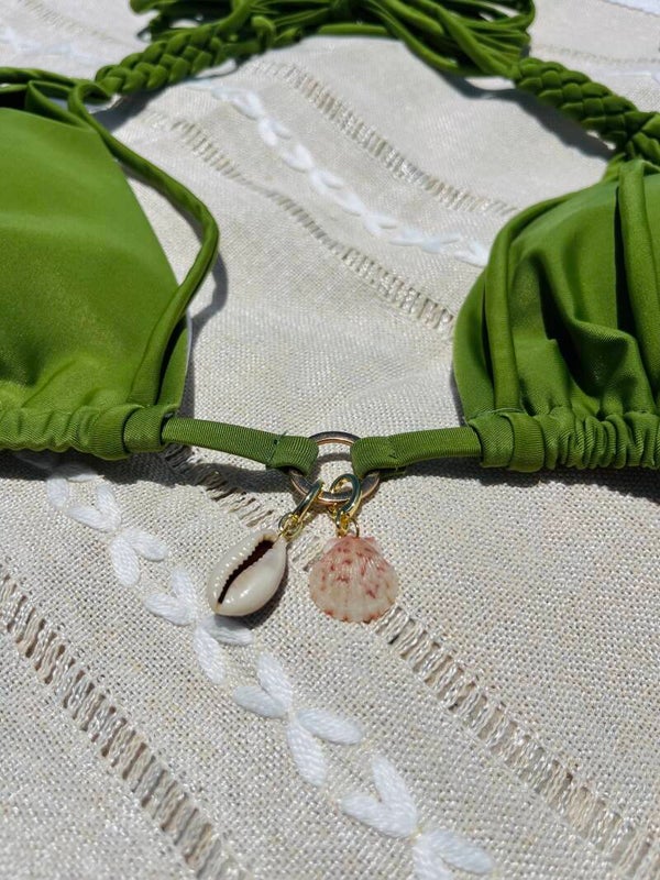 White & light pink scallop bikini charm