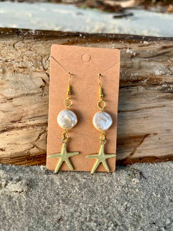 Starfish & Pearl earrings
