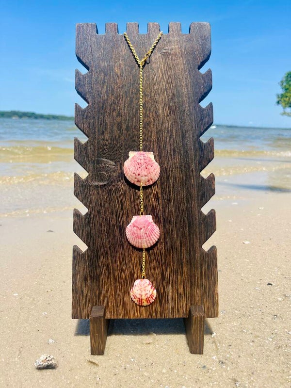 Pink scallop seashell car chime