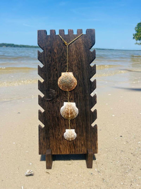 Grey, Brown & White scallop seashell car chime