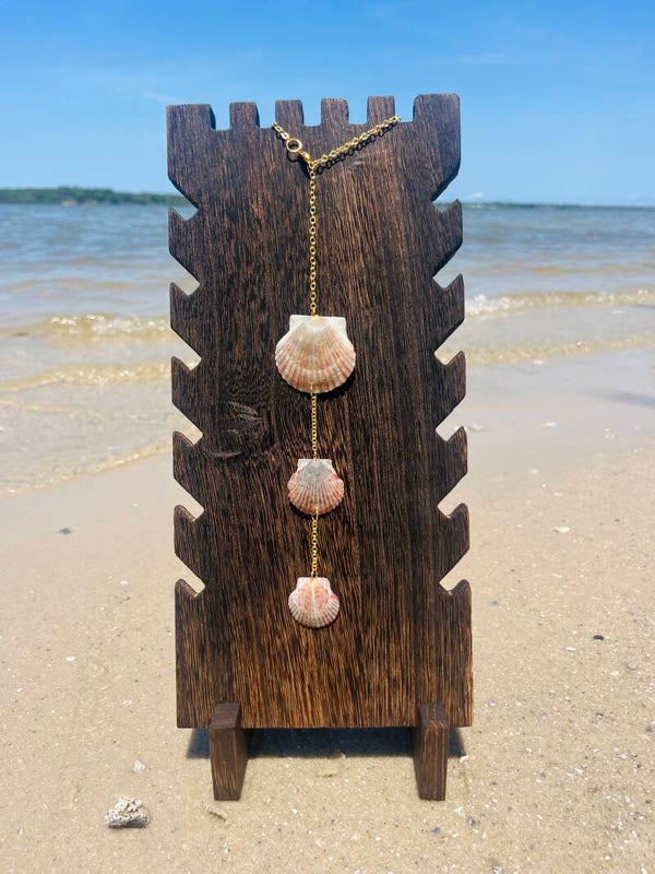 Grey, Brown & Pink scallop seashell car chime