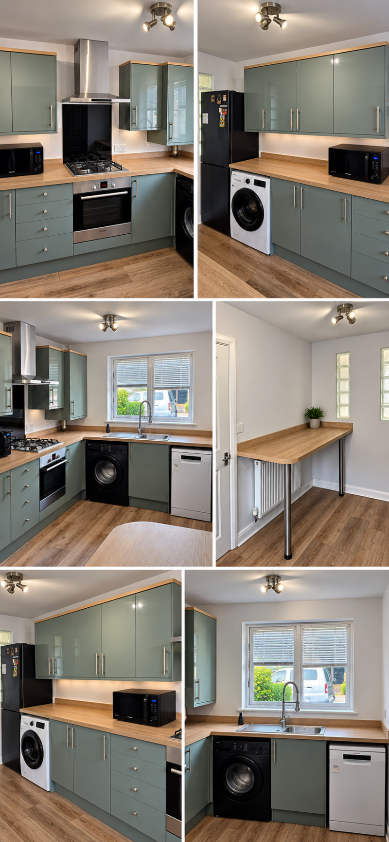 Green kitchen installation completed by KTN Damp Proofing & Kitchens