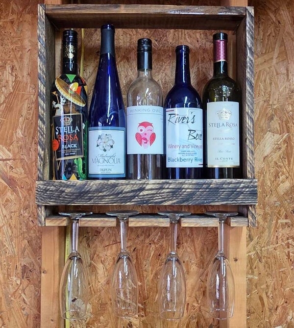 Rustic Hanging Wine Rack