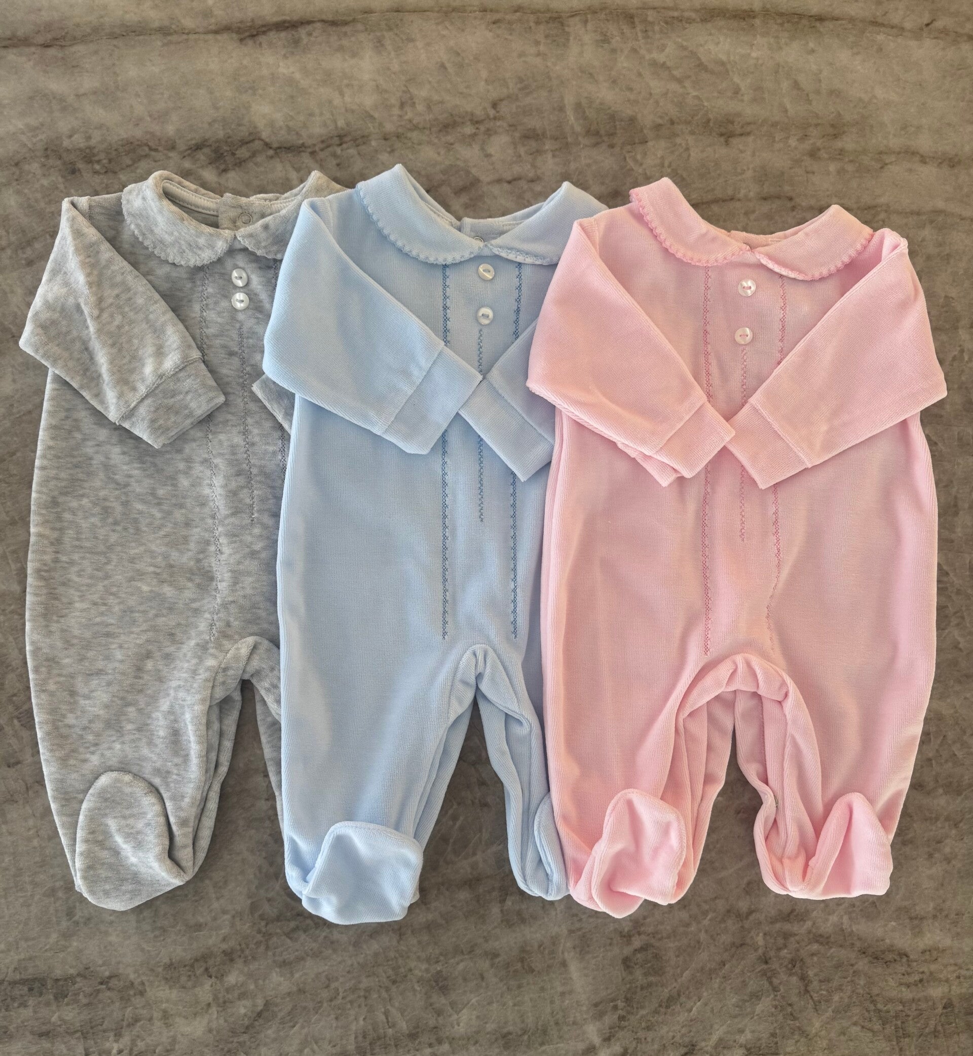 Babypakje Velour Grijs/Blauw/Roze