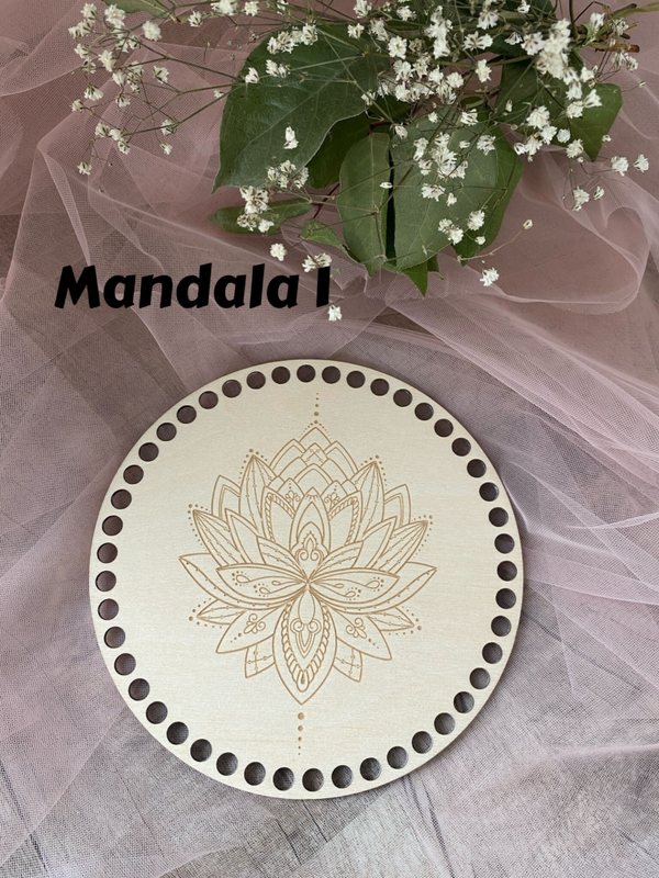 💕  Gravierter Korbboden aus Birkensperrholz – DIY Häkelboden für Bobbiny-Garn 5 mm – Mandala