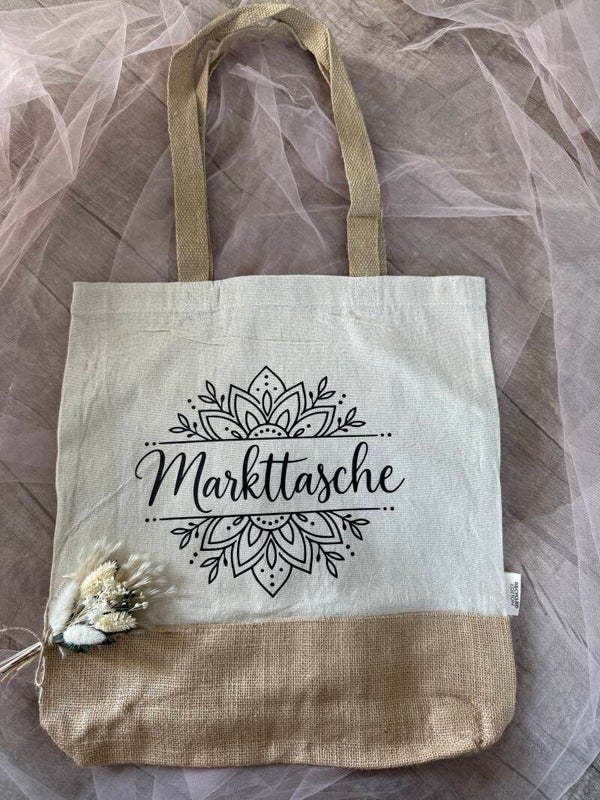 Stofftasche „Markttasche“ nachhaltig & liebevoll veredelt