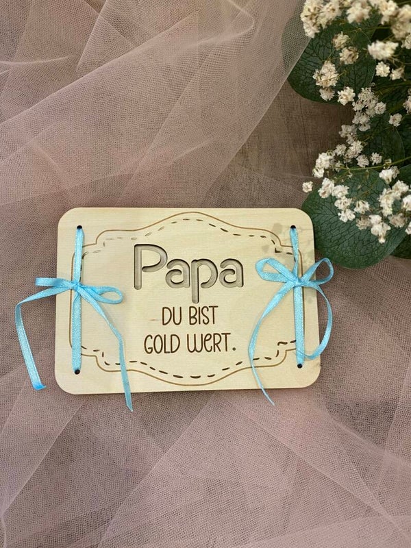 🎁 Gutscheinkarte aus Holz – für alle Festlichkeiten von Papa