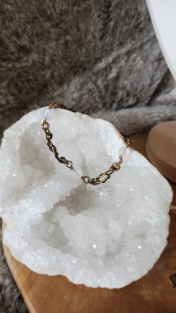 Bracelet Halo | Pierre de Lune Arc-en-ciel