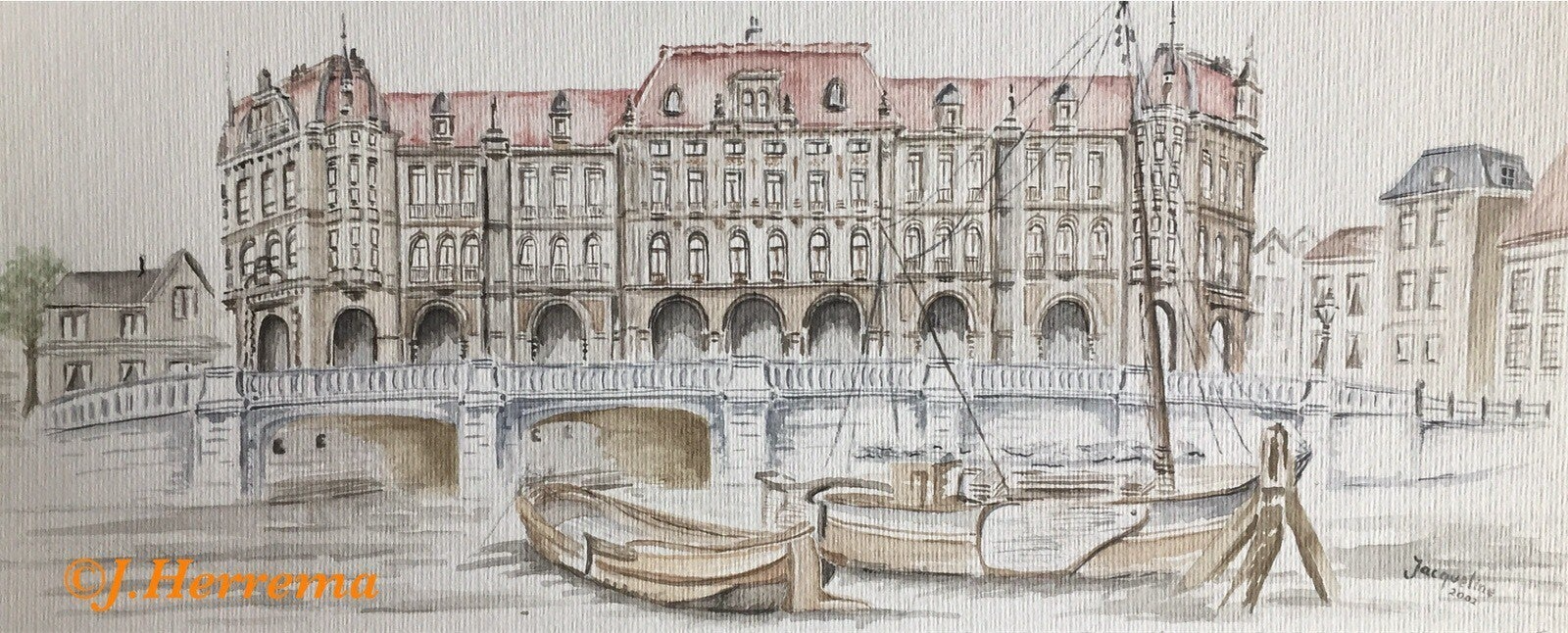 Aquarel Rotterdam Plan C - De Oude Haven