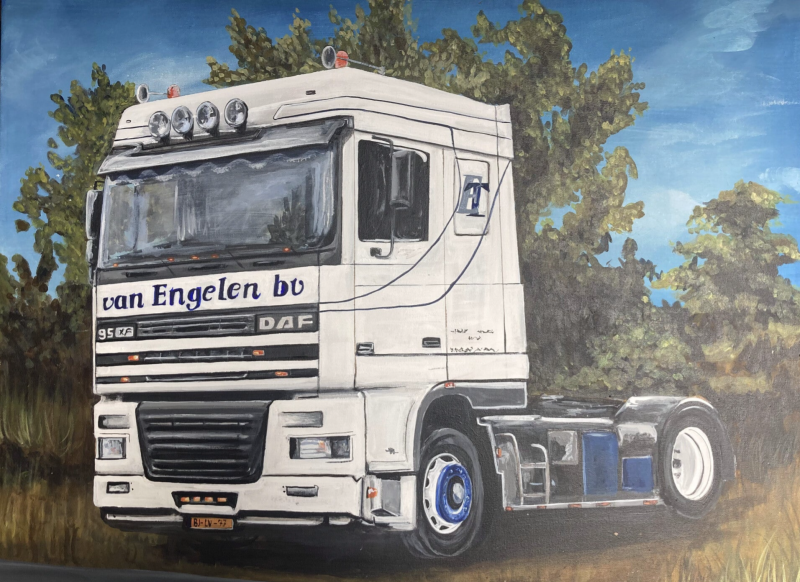 Van Engel nunspeet transport schilderij, kunst. Atelier Raalte