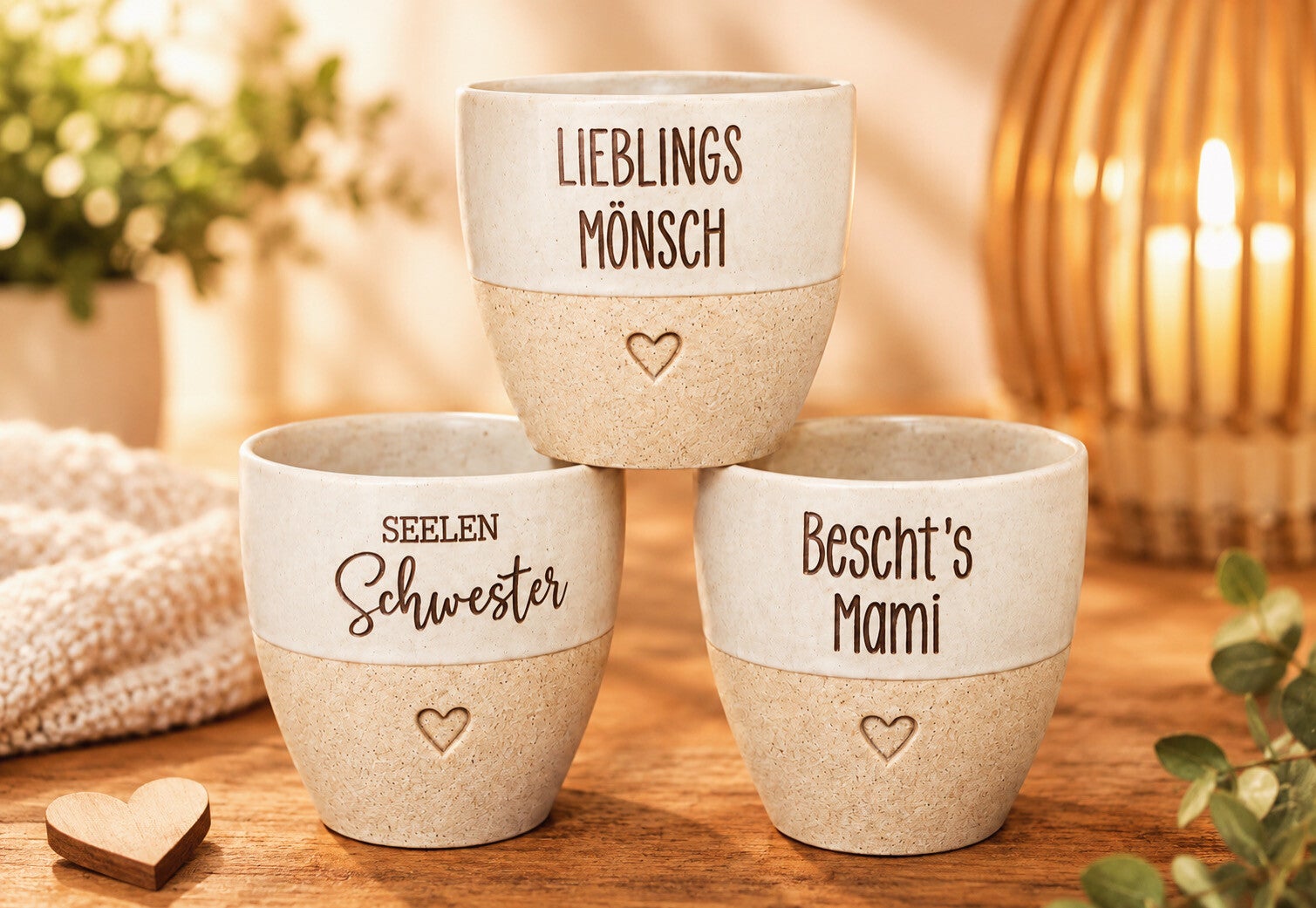 Keramikbecher weiss/beige