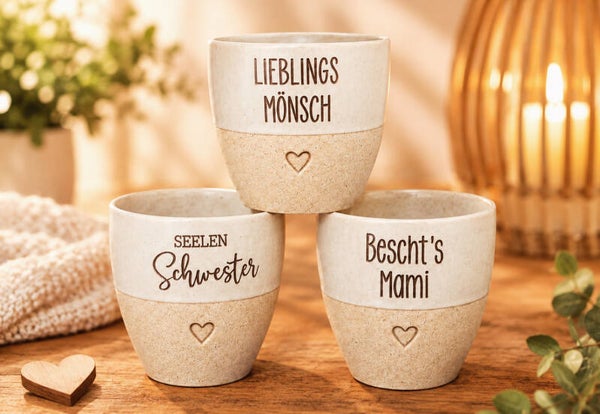 Keramikbecher weiss/beige