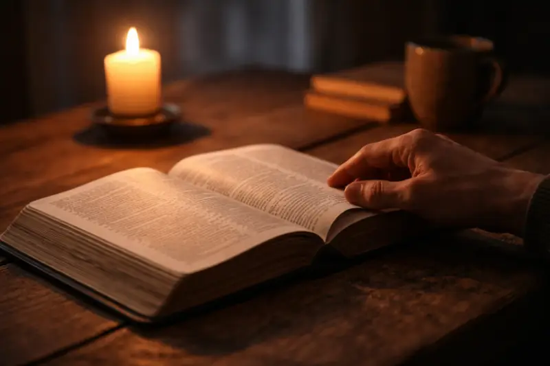 Lecture de la Bible dans un moment calme pour commencer simplement