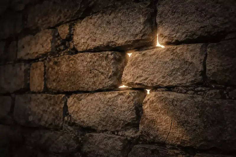 Lumière passant à travers les fissures d’un mur de pierre, image d’une communauté blessée que l’Évangile peut encore traverser