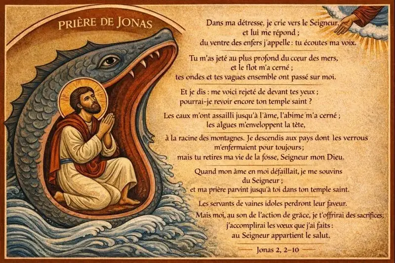 Prière de Jonas dans le ventre du poisson dans la Bible (Jonas 2)