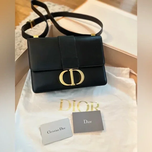 Christian Dior 30 Montaigne Bag – Black with Gold Hardware