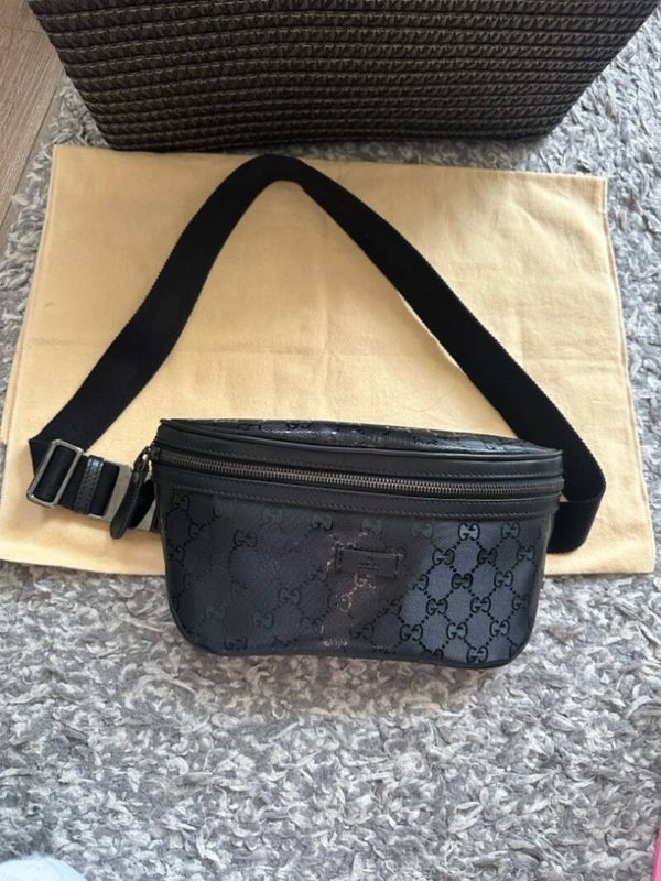Gucci Black GG Supreme Belt Bag / Waist Bag