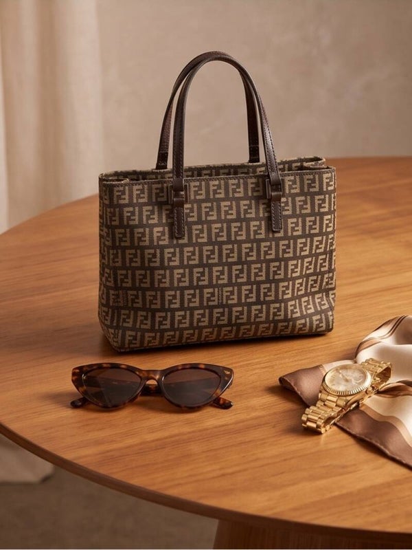 Fendi Zucca FF Monogram Canvas Tote Bag – Brown & Beige