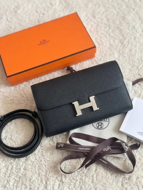 Hermès Constance To Go Wallet – Black Epsom Leather with Palladium Hardware
