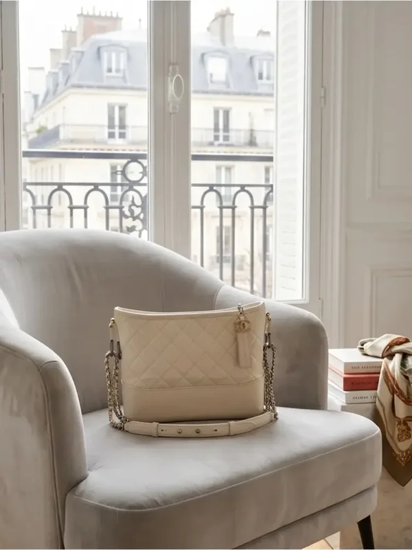 Chanel Gabrielle Medium Cream Quilted Calfskin with Gold Hardware