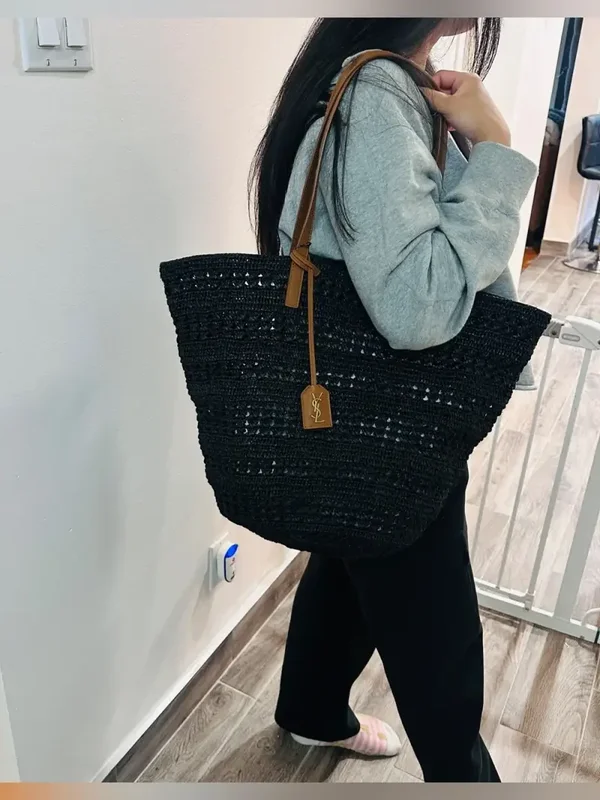 Saint Laurent Raffia Tote – Black | Brand New