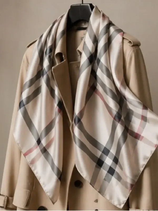 Burberry Classic Check Silk Square Scarf – Beige, Ivory & Black