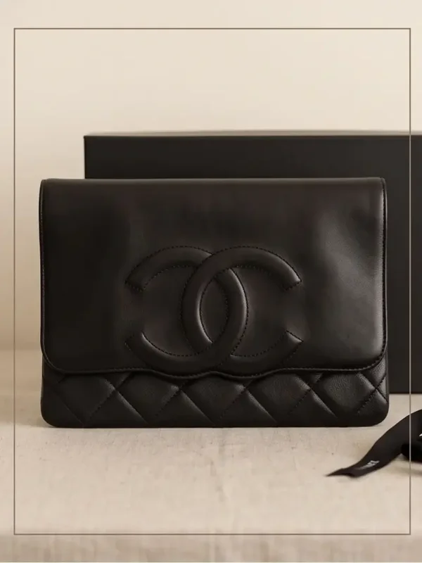 CHANEL Series 30 Black Leather Flap Clutch – Like New