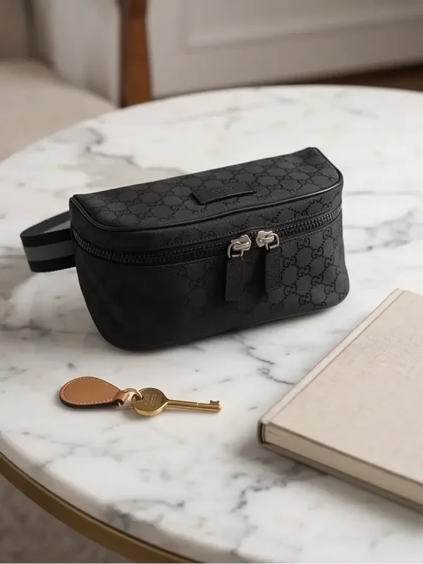 Gucci GG Supreme Black Monogram Belt Bag – Adjustable Strap | Like New