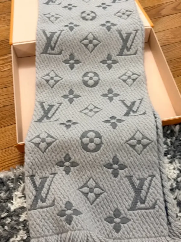 Louis Vuitton Logomania Scarf – Grey | With COA & Box