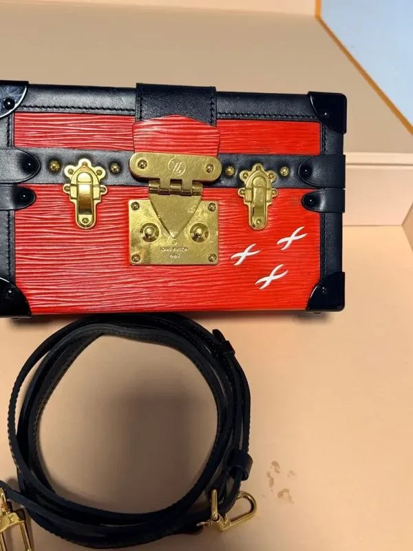 Louis Vuitton Petite Malle Red Epi Leather Trunk Crossbody Bag