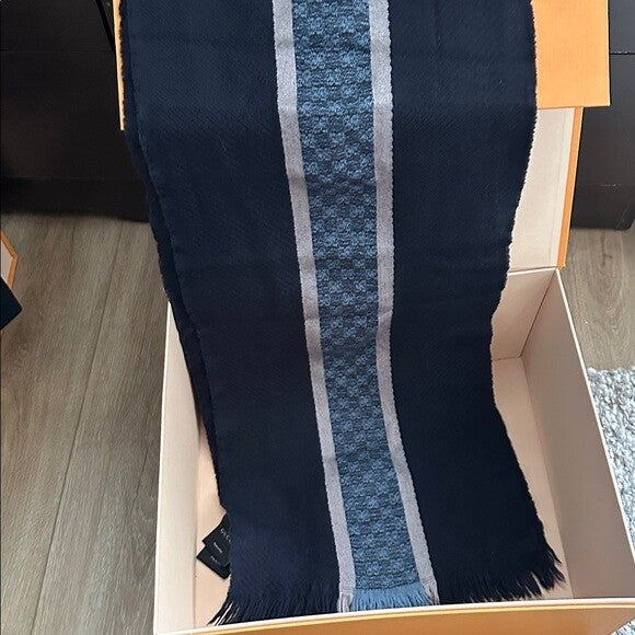 Gucci Sherry Line Scarf – Black & Blue