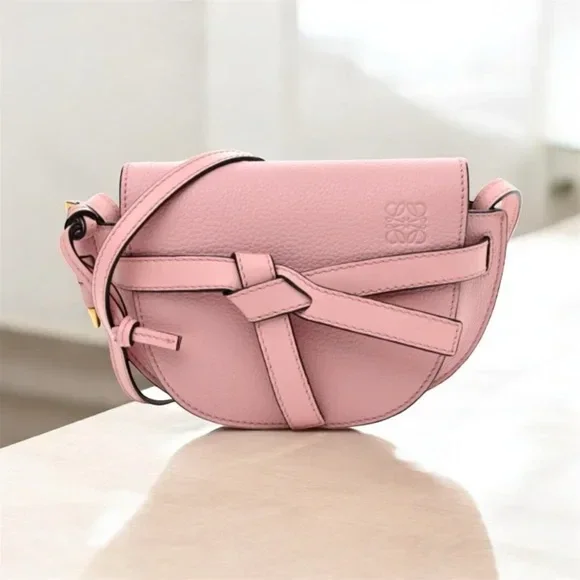 LOEWE Grained Calfskin Mini Gate Crossbody Bag Pastel Pink