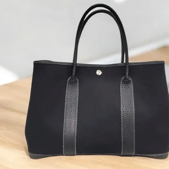 Hermès Garden Party 36 Black Toile and Negonda Palladium Hardware