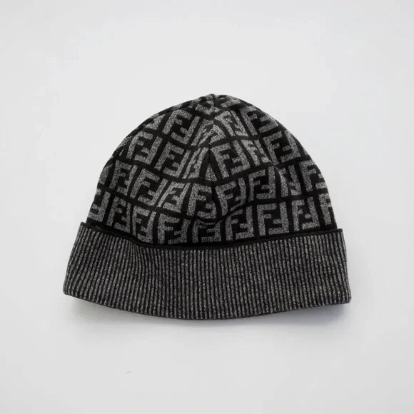 Fendi Monogram Black and Gray Beanie