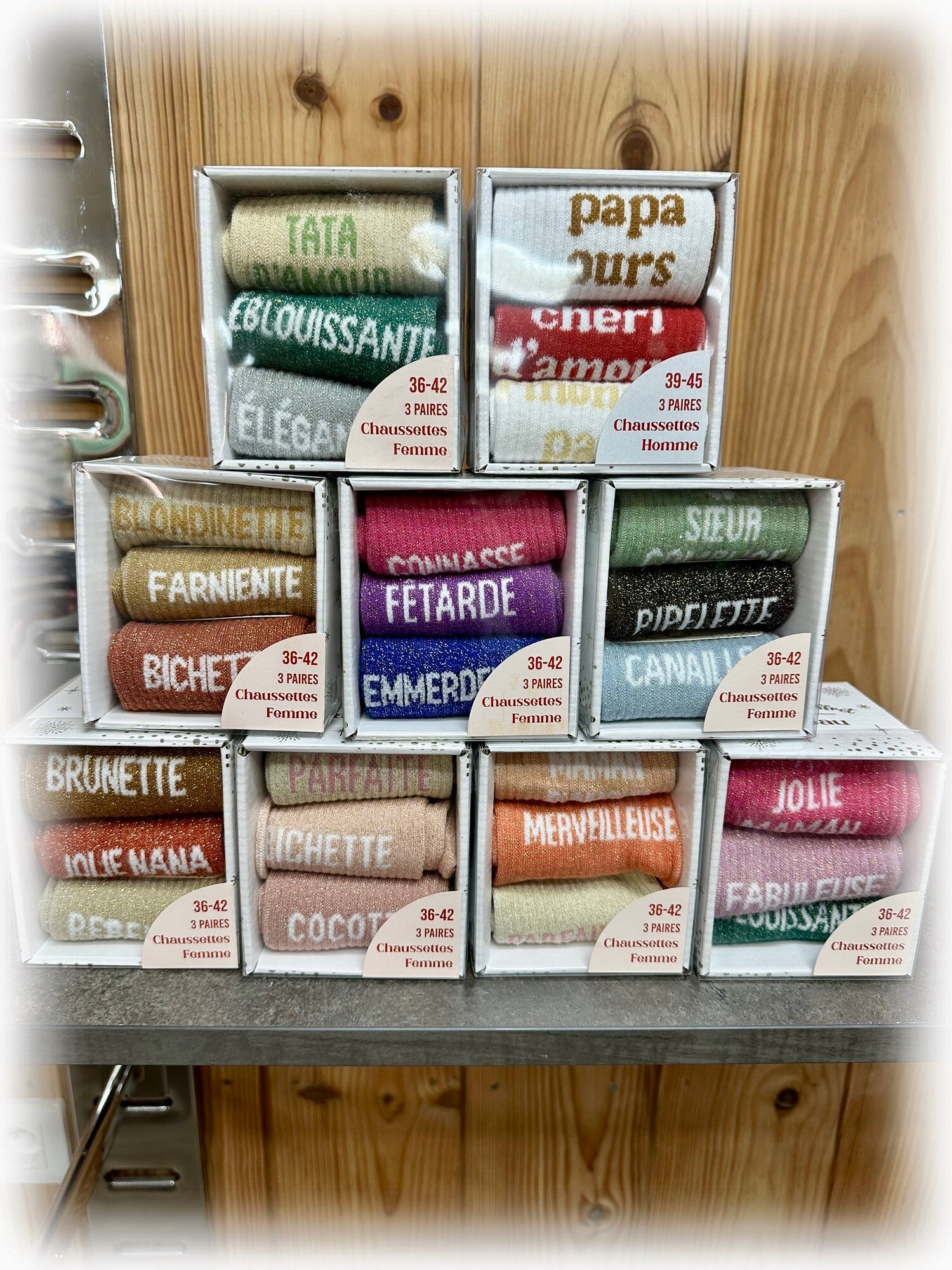 Trio chaussettes paillettes 🩵