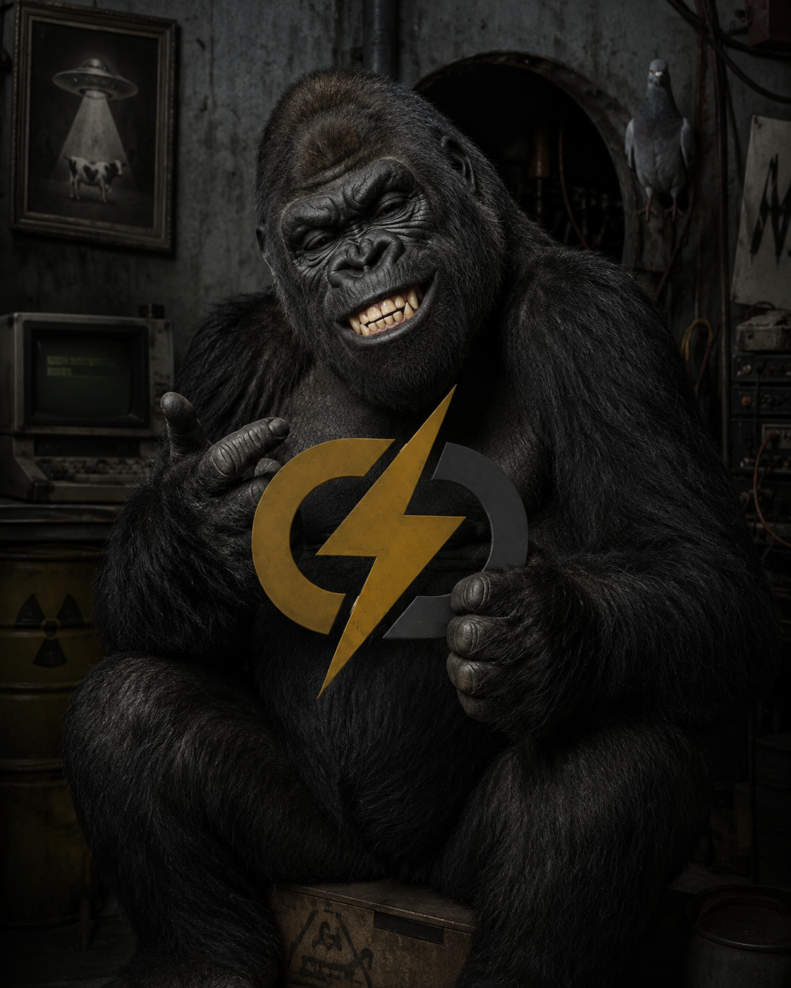 Grinning gorilla