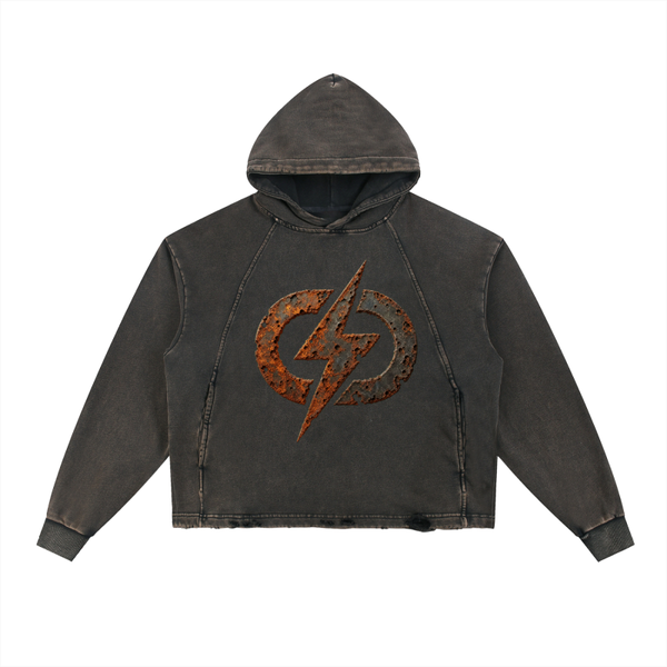 Vintage Washed Frayed-Hem Hoodie