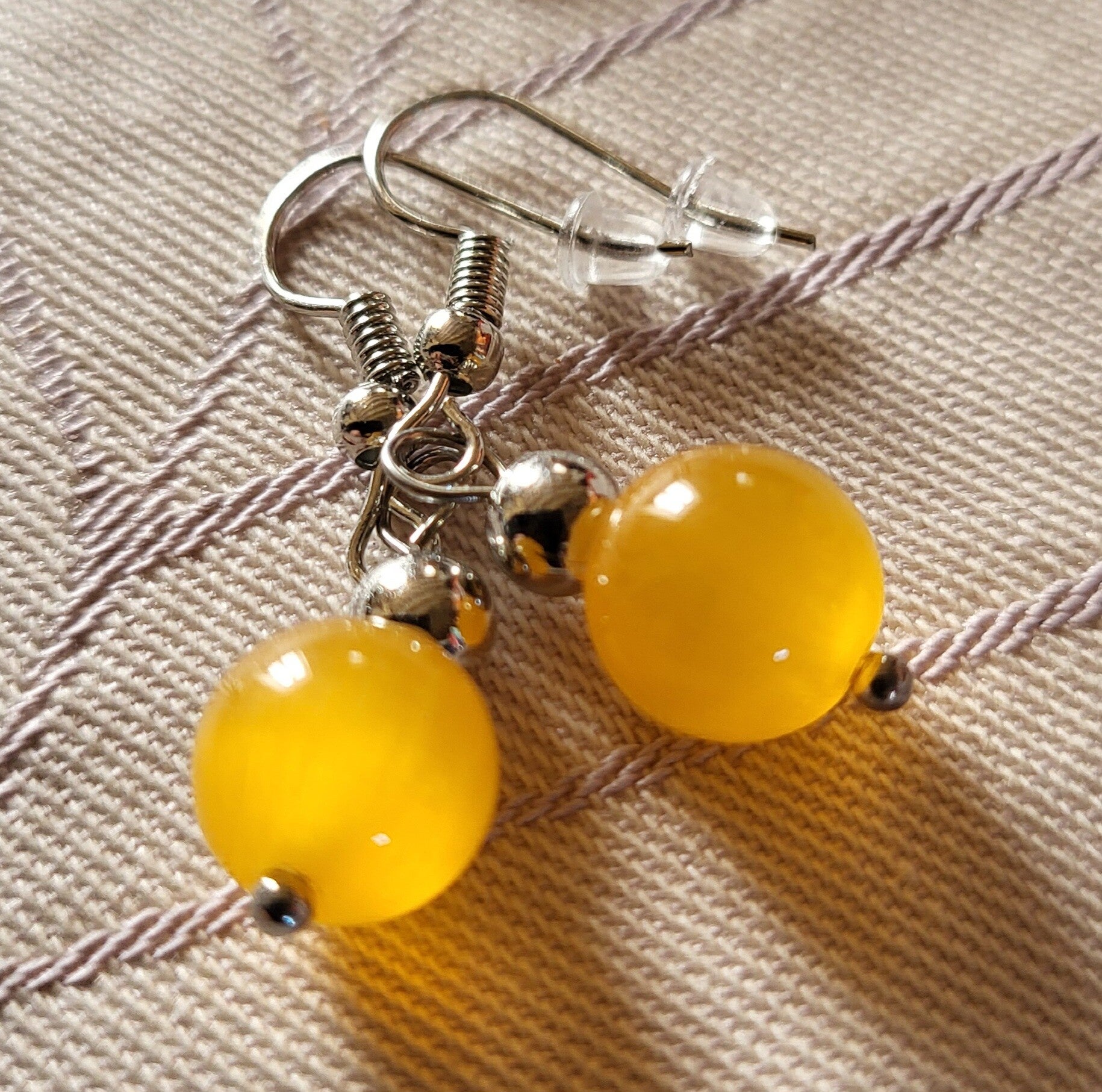 "Soleïade" - Boucles d’oreilles Agate jaune orangé
