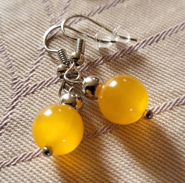 "Soleïade" - Boucles d’oreilles Agate jaune orangé