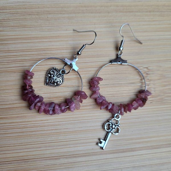 "Rosée frivole" - Boucles d'oreilles Tourmaline rose