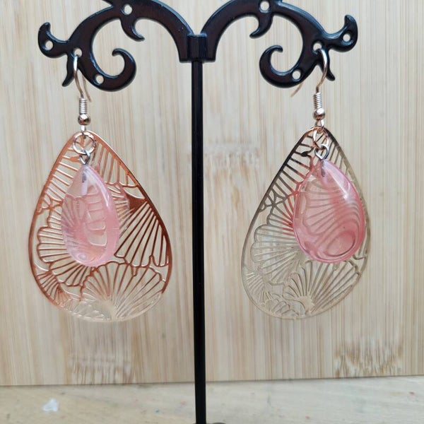 "Éclat d’aurore" - Boucles d’oreilles Tourmaline corail