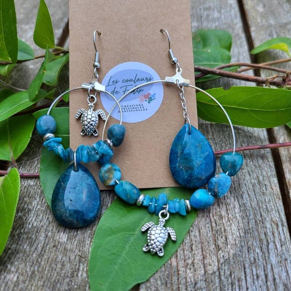 "Écailles célestes" - Boucles d'oreilles Apatite Bleue