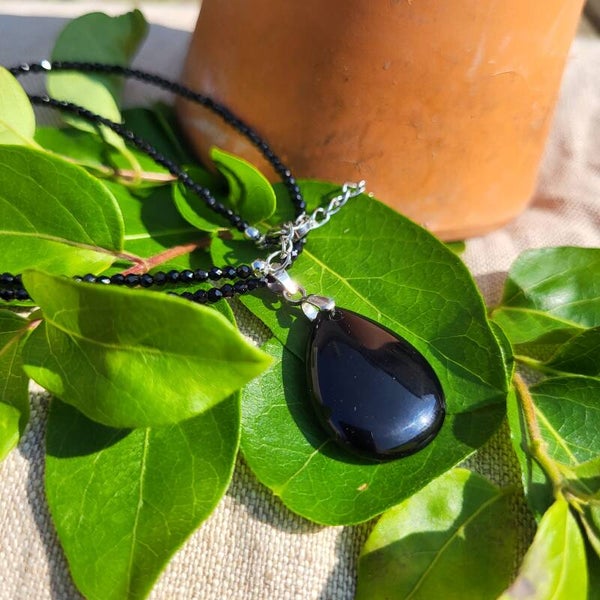 Les Discrets - "Sérénité nocturne" - Collier Obsidienne noire