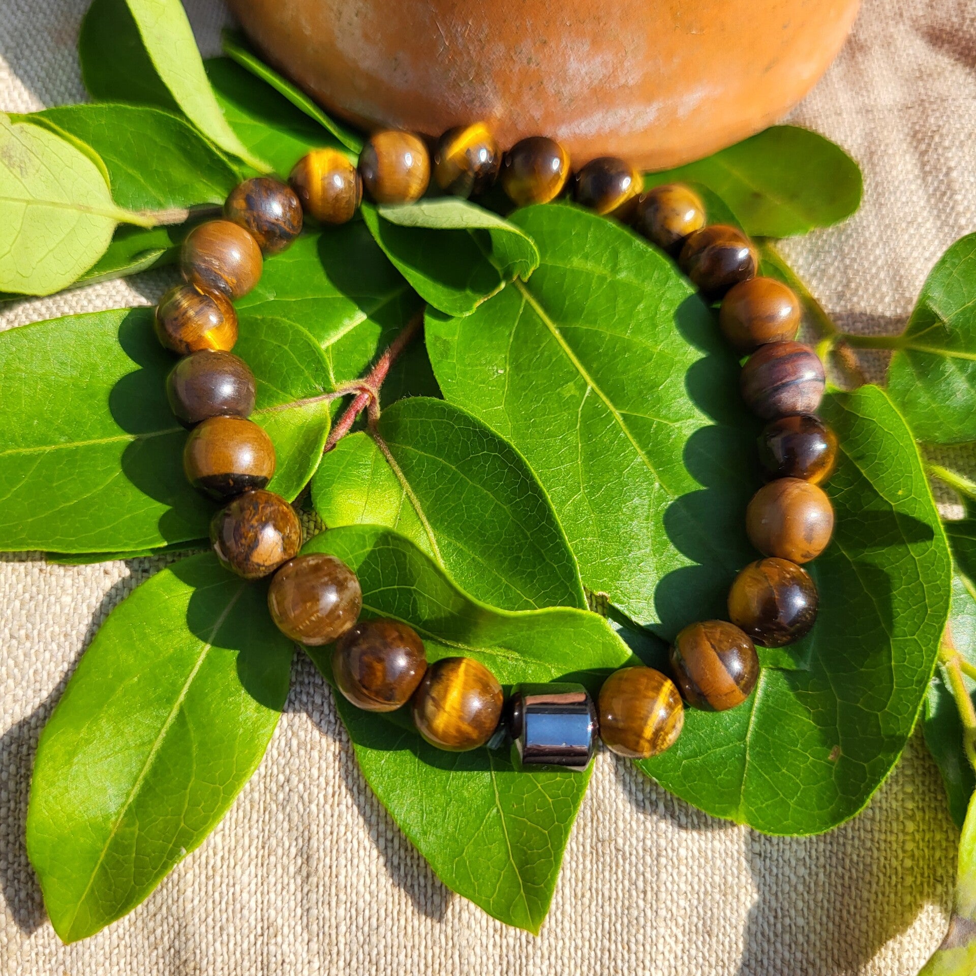 "Hélios" - Bracelet Œil de tigre et Hématite