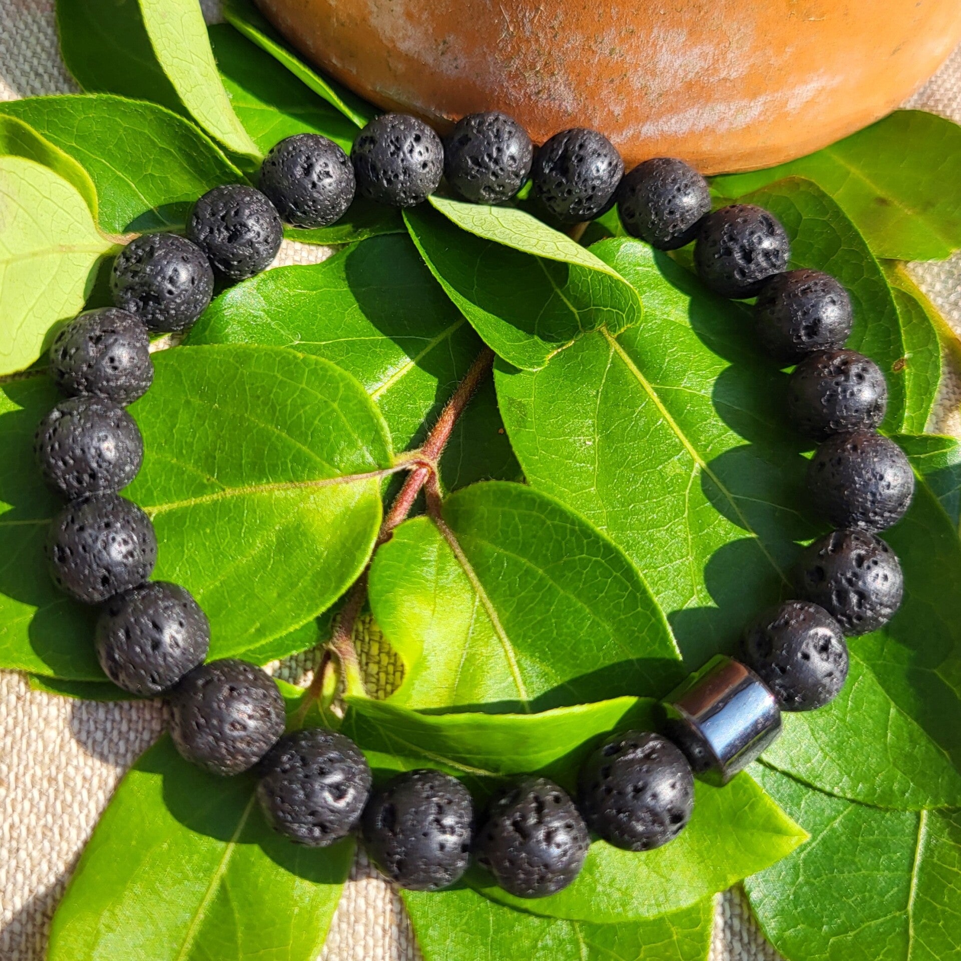 "Vulcain" - Bracelet Pierre de lave et Hématite