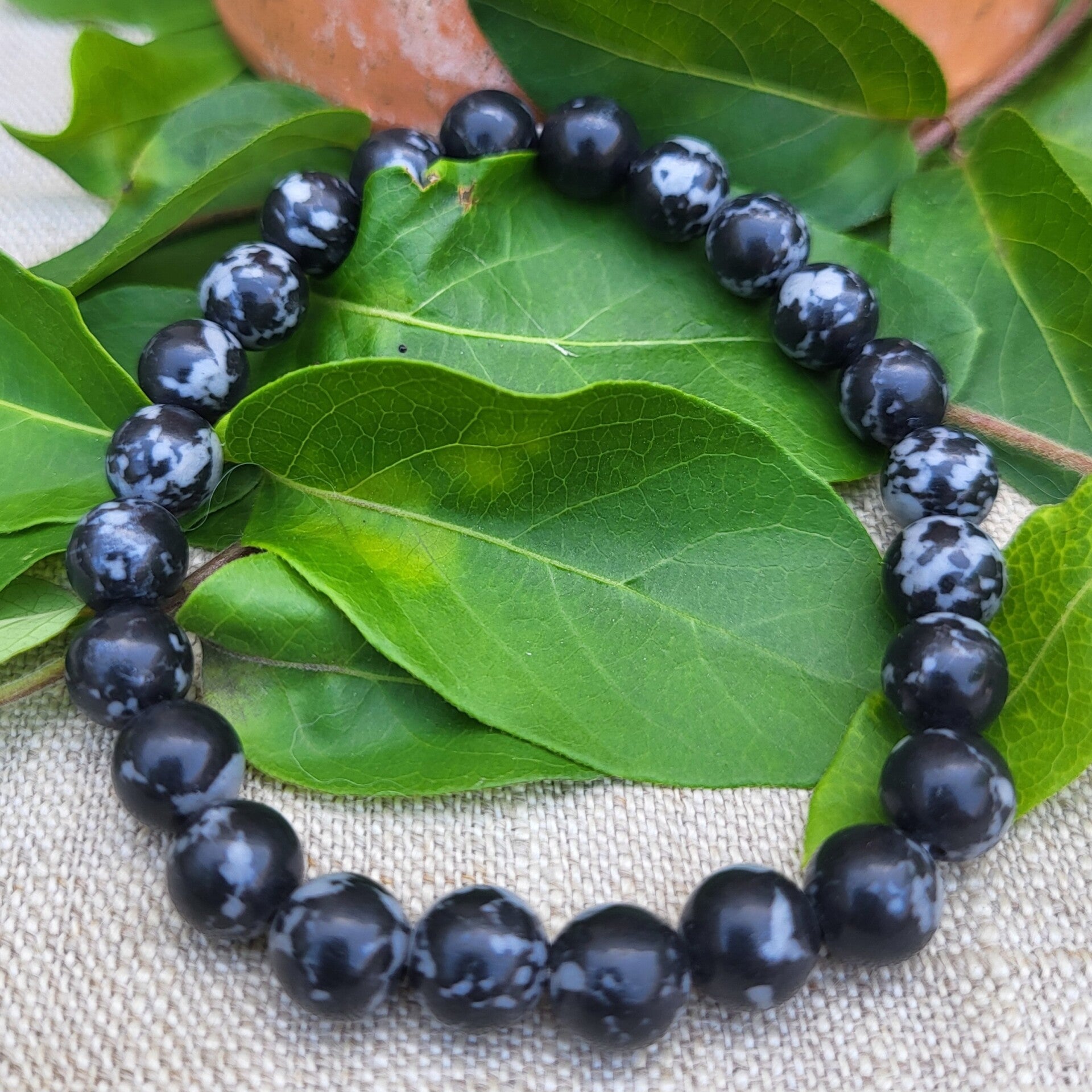 "Simplissime" - Bracelet Obsidienne Flocon de neige