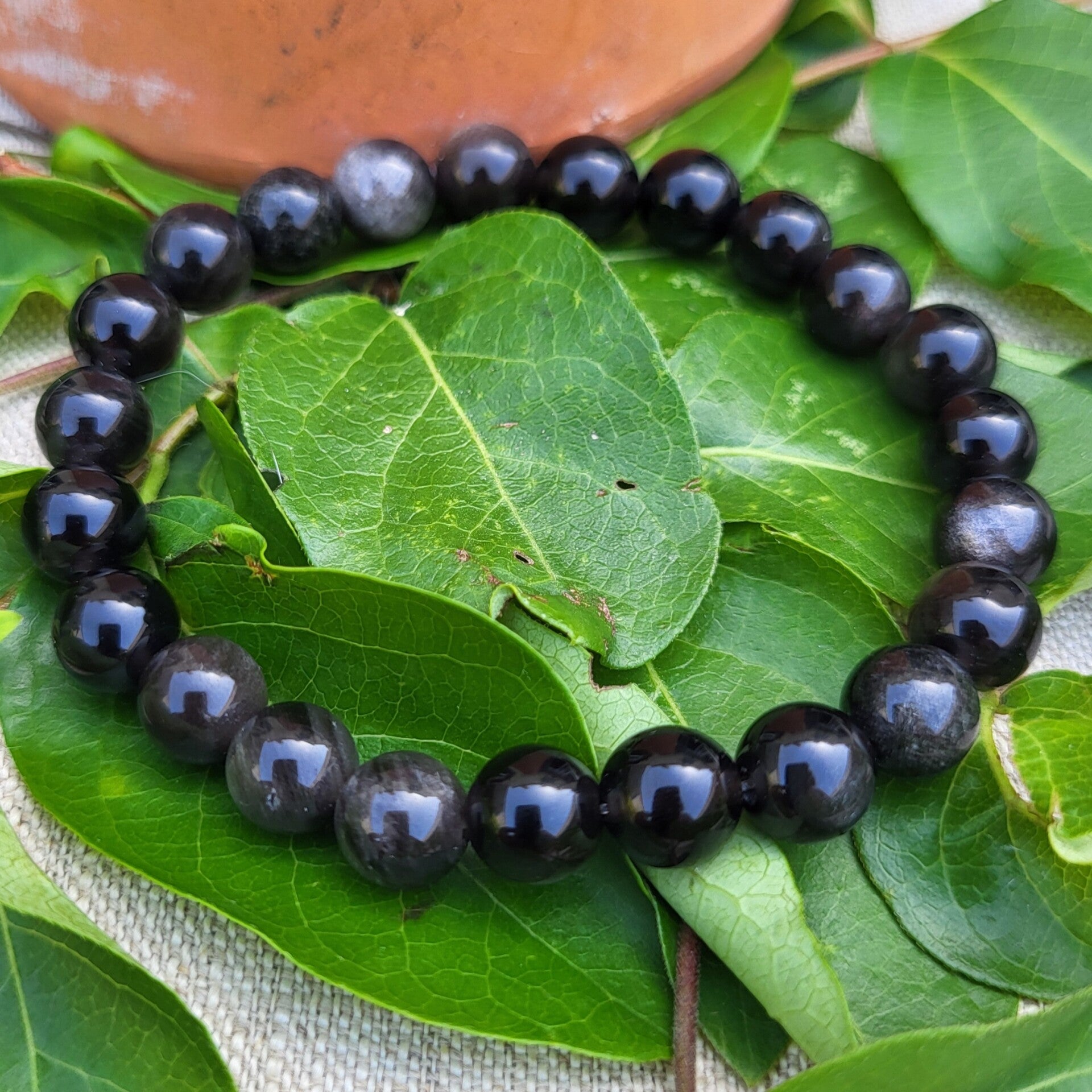 "Simplissime" - Bracelet Obsidienne Argentée