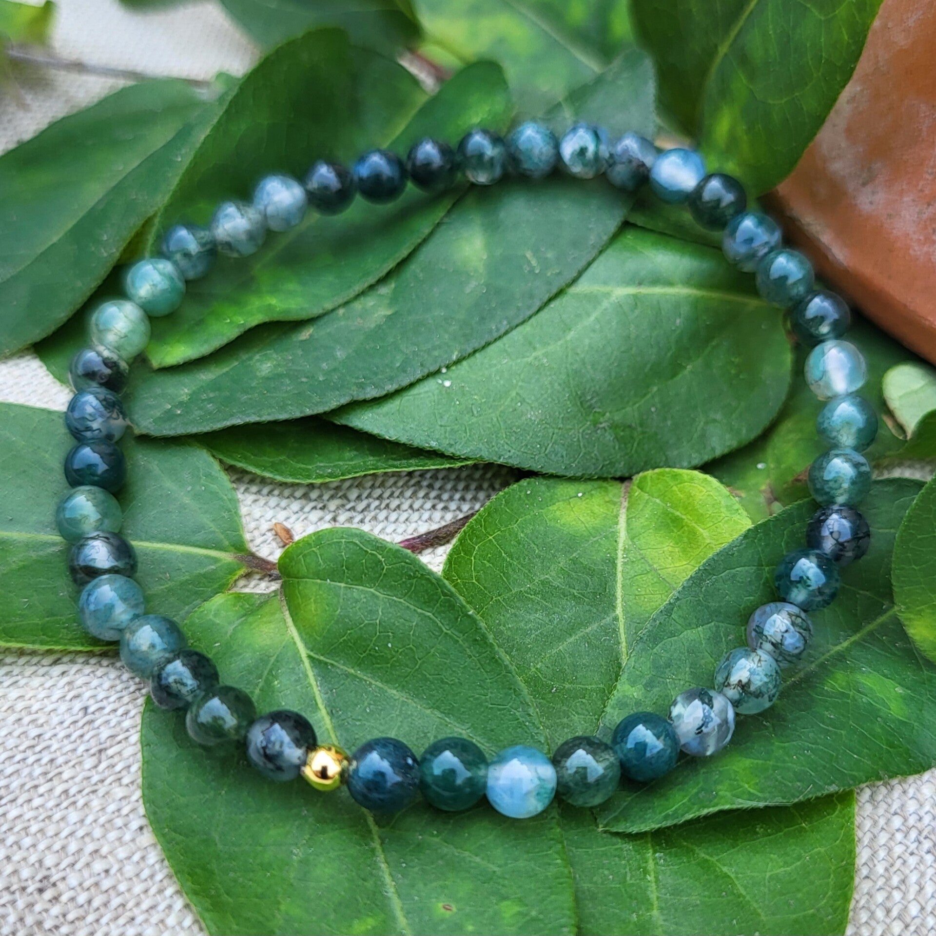 "Simplissime" - Bracelet Agate Mousse et or